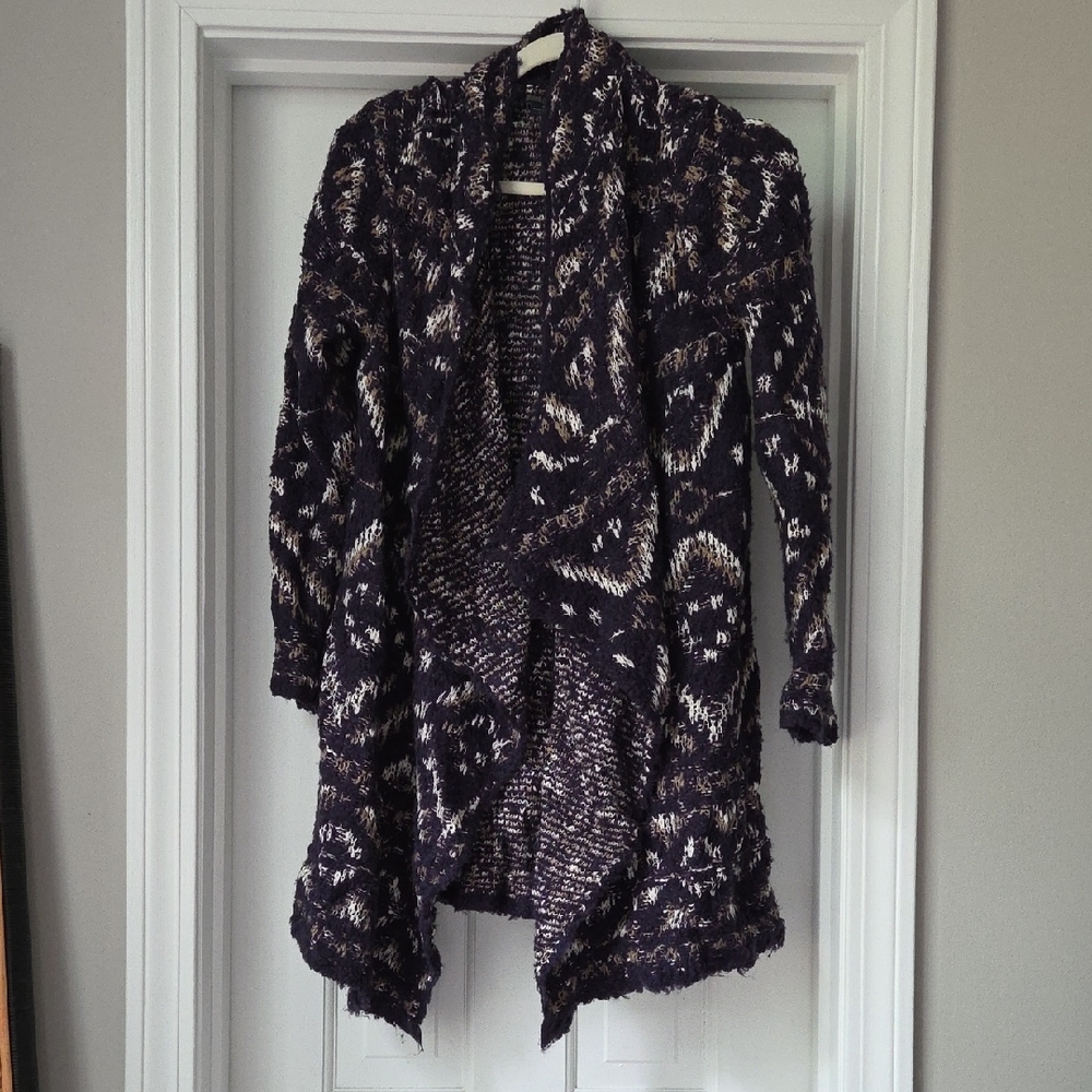 Lucky Brand Purple Cardigan Sweater Asymmetrical Design